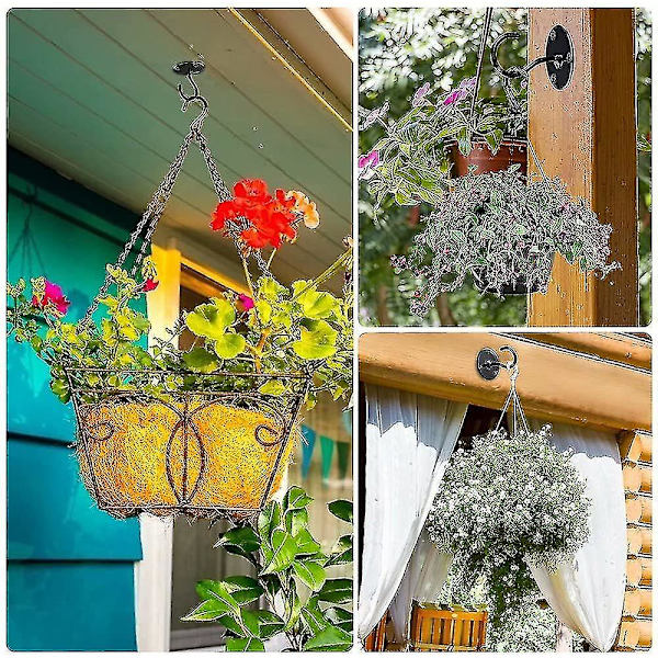 4 stk. Sterke Vegg- og Takkroker for Hengende Planter
