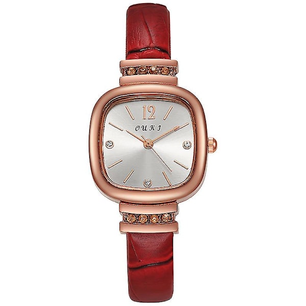 Opiskelija Pieni Neliökello Naisten Neliökello Pieni Sokerinpalakello Quartz Red