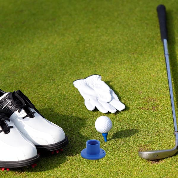 2 stk. blå gummi-golftees til driving range og simulatorøvelse, ubrydelig golfteeholder