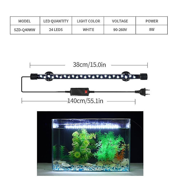 1 stk Vanntette Akvarielys Plante Fiskedam Neddykningsbar