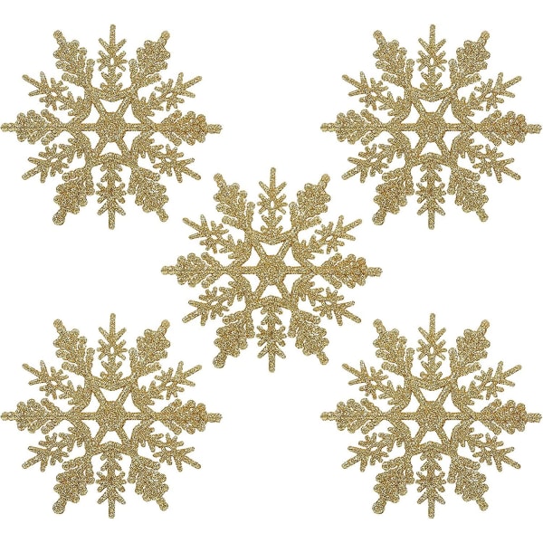 24 st julglitter-snöflingor, skimrande snöflingor att hänga upp