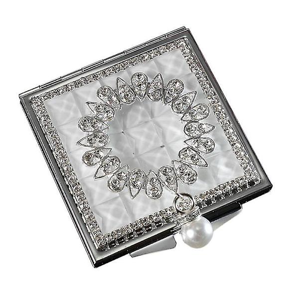 1 kpl Pieni Neliömäinen Metalli Peili Helmi Ripustettava Meikkipeni Double-sided Mirror
