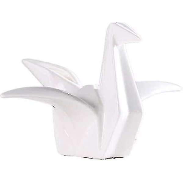 Keraaminen origami-nosturihahmopatsas Käsintehty nosturin muotoinen patsas kodin sisustukseen - valkoinen, S-yuhao