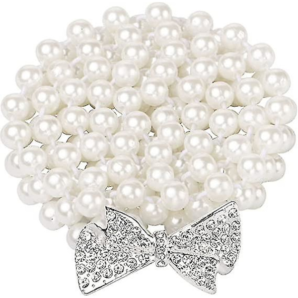 Brudgummens Pärlband Vit Pärlor Kristall Rhinestone Retro Midjeband För Bröllopsklänning 1st Vit