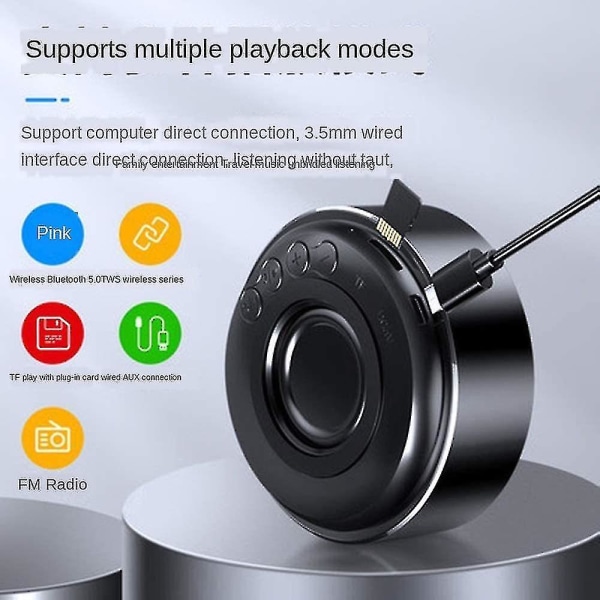 Mini Subwoofer Bluetooth-høyttaler med Tws Dual Channel Wireless Bluetooth Mp3 Audio Player (svart)