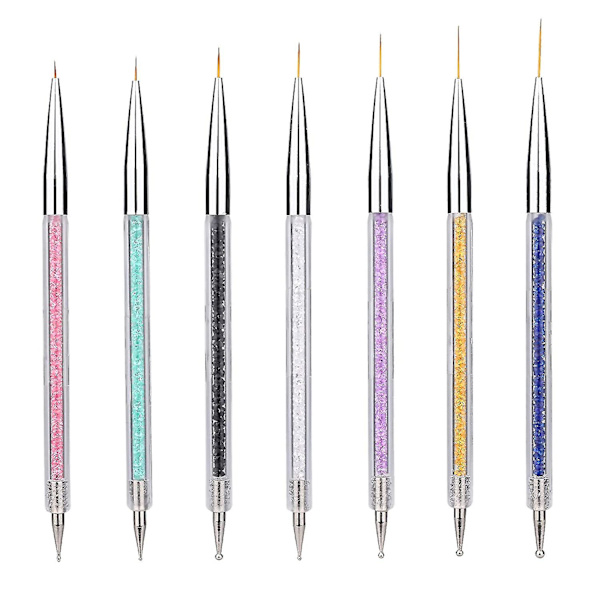 7 st Nail Art Liner Penslar, Nail Art Punktborrritningsborste Dubbeländad Punktverktygssats