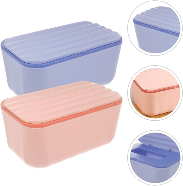 2 stk påfyllbar våtservietter-etui, oppbevaringsboks for vev, kompakt og lett design, solid plast