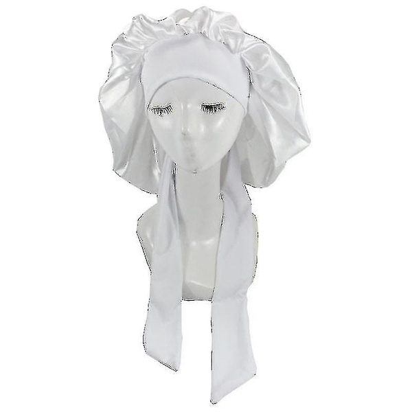 Siden Bonnet Satin Bonnet För Sovning Bonnet Med Band Nattmössa