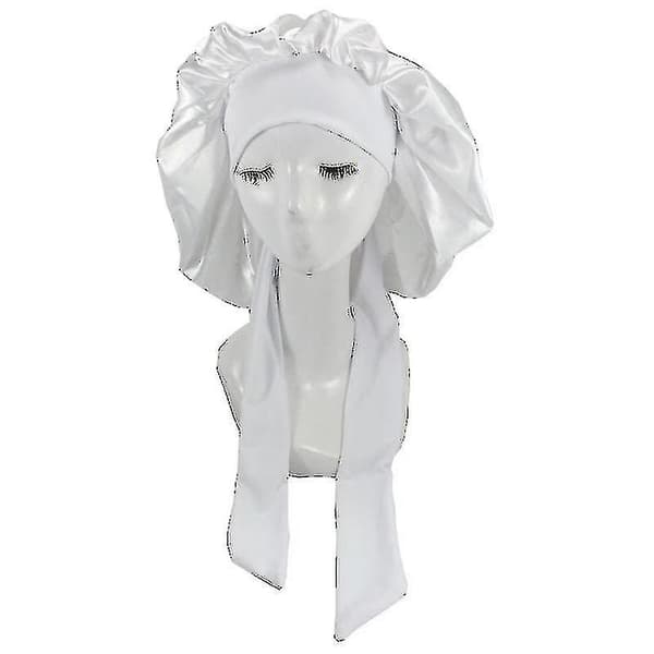 Silke Bonnet Satin Bonnet Til Søvn Bonnet Med Bånd Nat Hætte
