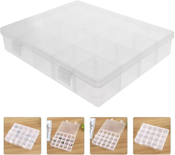 3 stk. perleopbevaringsboks, plastperlebeholder, multiristknapboks, smykkeholder