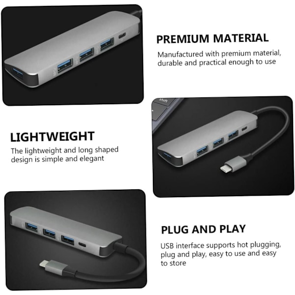 Multifunktionel USB Hub Port USB Udvidelses Dock til Laptop Letvægts Aluminium Legering Design Tilfældig