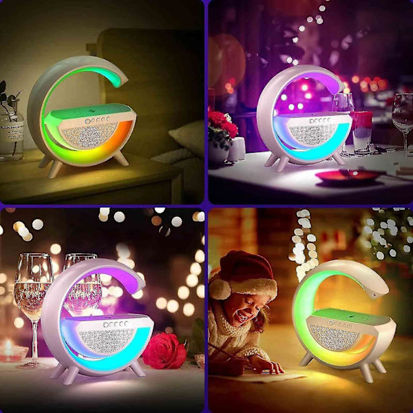 Nattlys Bluetooth-høyttaler LED Trådløs lading Timer Vekkerklokke Lampe Nylig ankommet