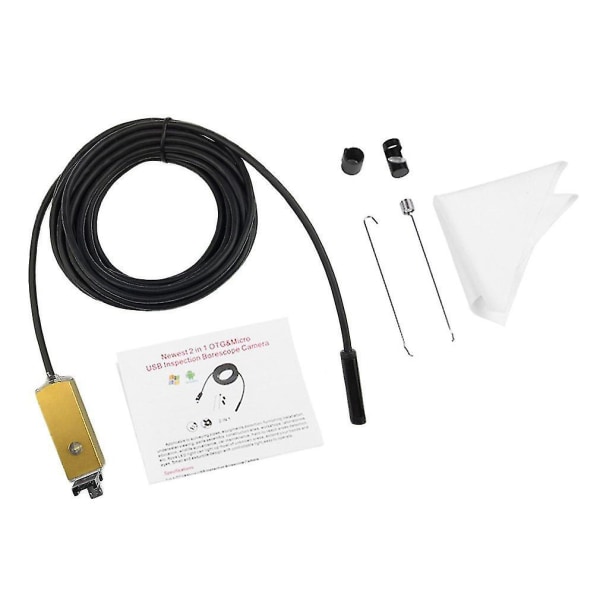 2-i-1 LED-lampa 7 mm objektiv USB -endoskop som tar foto