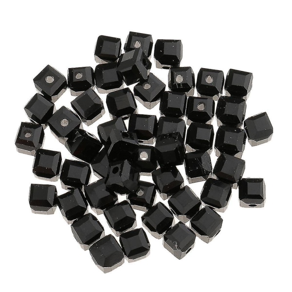 50 kpl 6 mm lasikristalli-neliökuution helmiä tee-se-itse-korujen tekemiseen mustiksi