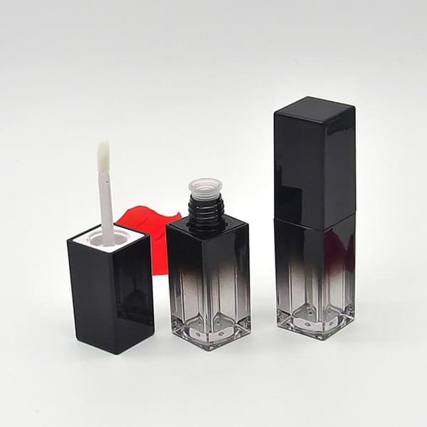 3 stk. 5 ml firkantede tomme lipglossrør med UV-sort gradient plastik læbestiftflasker