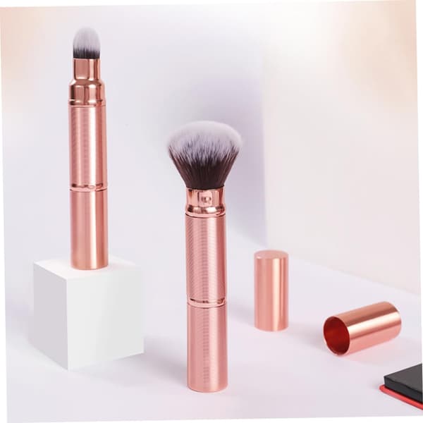2 stk. udtrækkelige foundation makeupbørster Dobbelt-endede bærbare pudder- og blush-ansigtsbørster