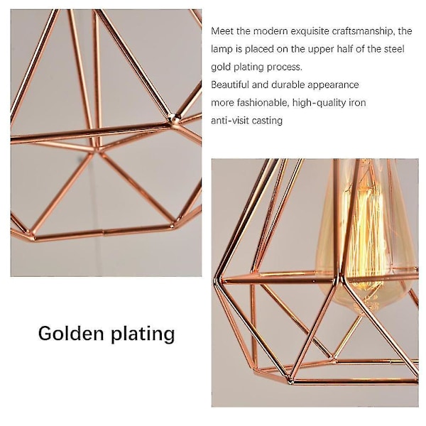 21cm Timantti Kultainen Kattokruunu E27led Rautakruunu