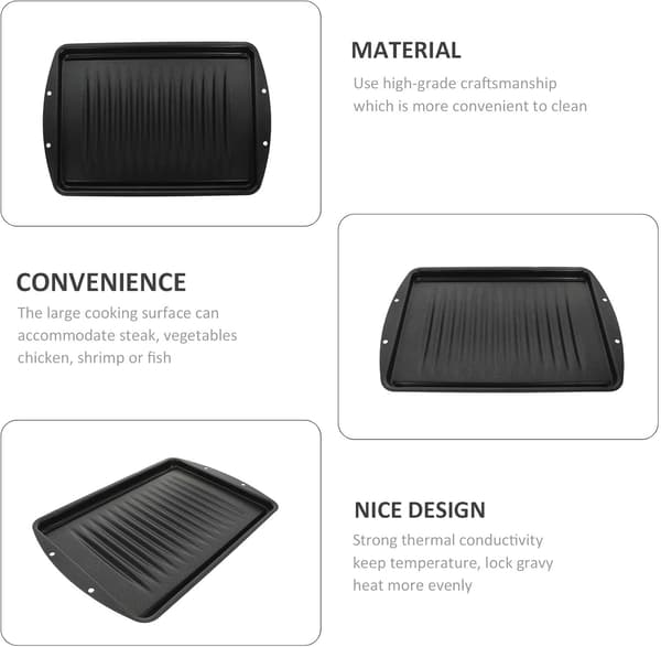 Non-stick Grillpanne Camping Grillpanne Solid Jern Grillplate Jevn Oppvarming Utendørs Grillbuffet Matlaging