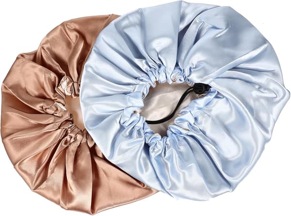 2 stk. Satin Sovehætte Elastisk Kvinder Sove Turban Hårhætte til Søvn Komfortabel Åndbar Hætte til Indendørs Brug