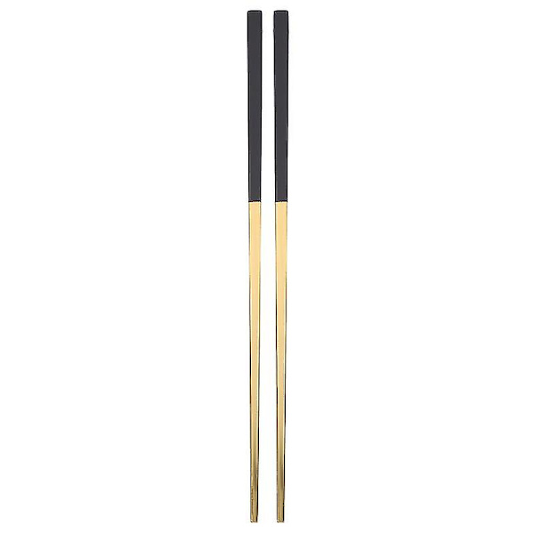Et par 23 cm rustfrie stål spisepinner, ultralette firkantede anti-skli spisepinner (hvit og gull)