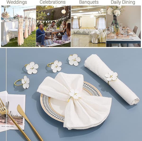 6-pak Servietringe, Metal Legering Servietringe Blomst Serviet Ring Holder Gave