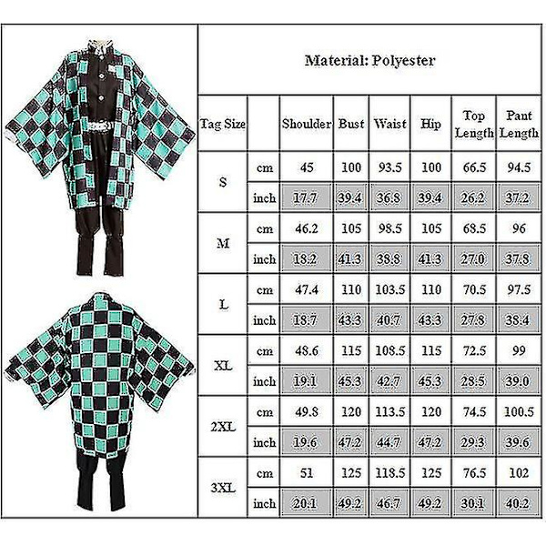 Demon Slayer Tanjirou Kamado -asu - Anime-asusetti 2XL Outfits C