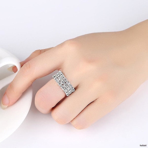 3 række elastisk krystal ring stretch rhinestone fælles ring kvinde pige smykker