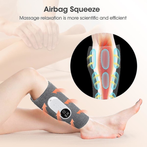 Ny Benmassager med Värmekompression Blodcirkulation Elektrisk Lufttrycks Kalvmassager Muskelavslappnande Ben Pressoterapi-yuhao 2pcs