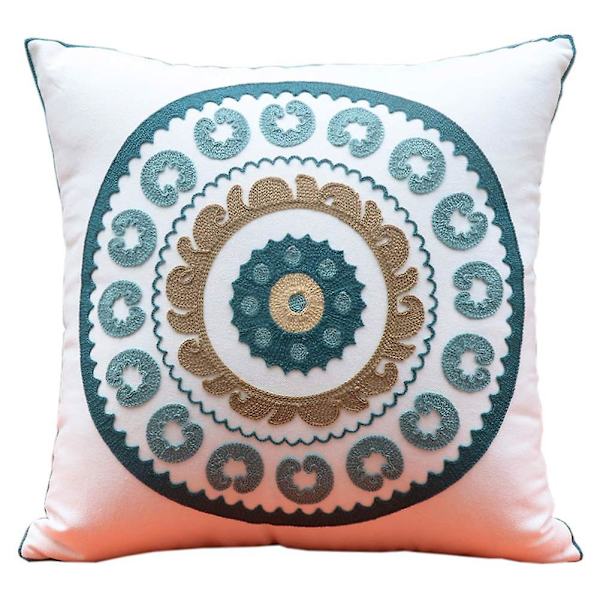 Broderade Dekorativa Kuddfodral 18x18 Boho Farmhouse Kvadratisk Kuddfodral för Soffa