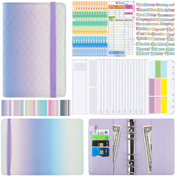 A6 PU Læder Planner Budget Binder Notesbog Kontant Kuvert System Sæt E