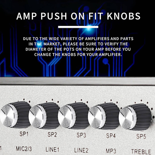 20 stk Gitarforsterker Amp On Fit Knobs Aluminiumhette Topp Passer 6mm Diameter Potter For Forsterkere