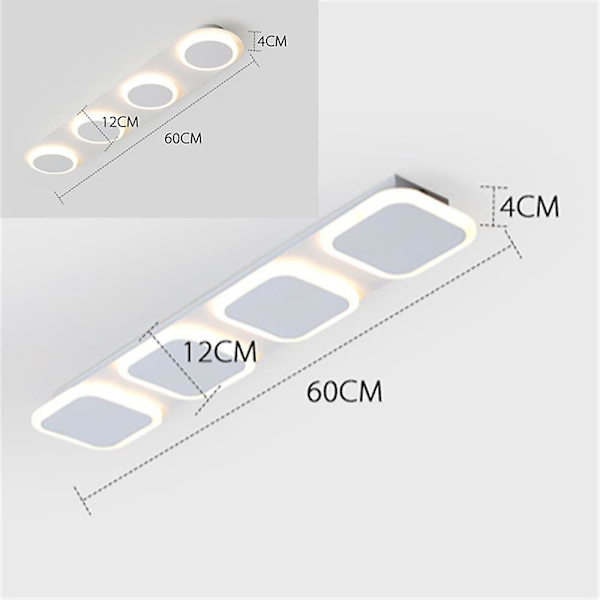 3-hodet firkantet rund LED-taklampe, enkel og moderne