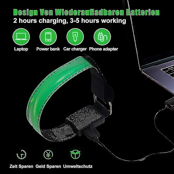 Genopladelig USB Reflektorbånd LED Lys Armbånd, Reflektorarmbånd Nat Sikkerhed A Y-yuhao