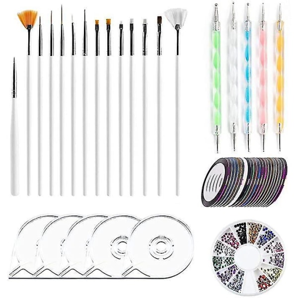 Complete Nail Art Kit Professional Supplies 15 Pens 30 Stickers