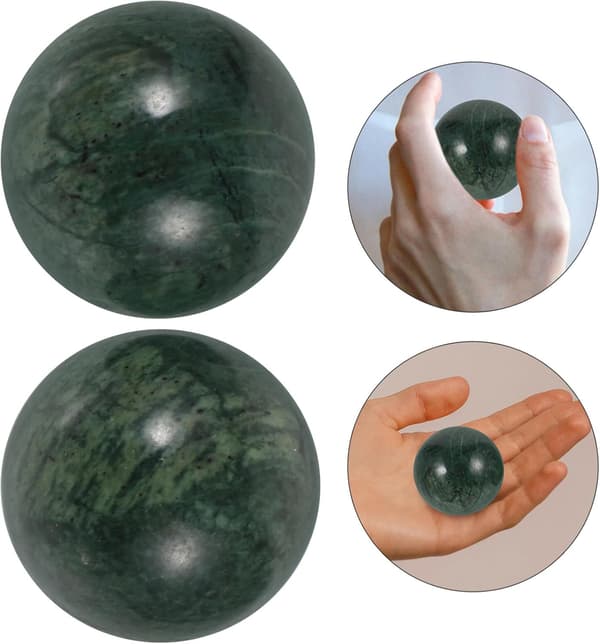 2 stk. Jade Håndmassage til Håndtræning og Håndledsterapi Naturligt Jade Materiale