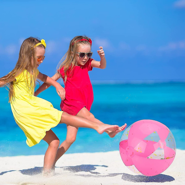 4 stk 16 tommers rosa oppblåsbare glittersekvensbeachballer