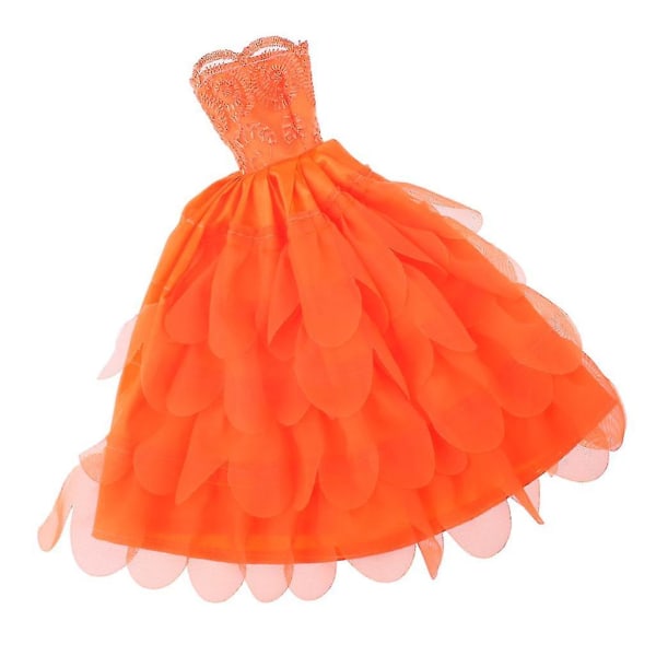 Mode Festklänning Klänning För Dockkläder Orange Flerlagersklänning