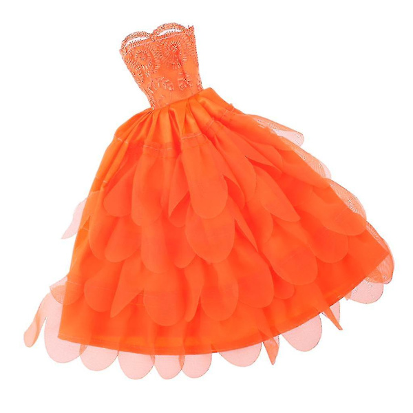 Modeklänning för docka, orange, flerskiktad