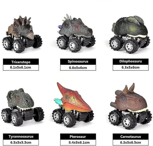 Træk-Tilbage Dinosaur Biler Til Børn 6 Pak Dinosaur Legetøjsbiler Til 3-årige Drenge