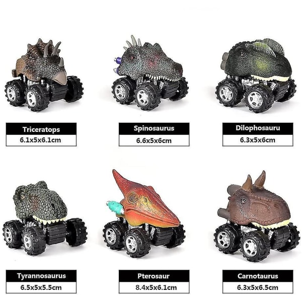 Vedä takaisin dinosaurusautot lapsille 6-pakkaiset dinosaurusleluautot 3-vuotiaille pojille
