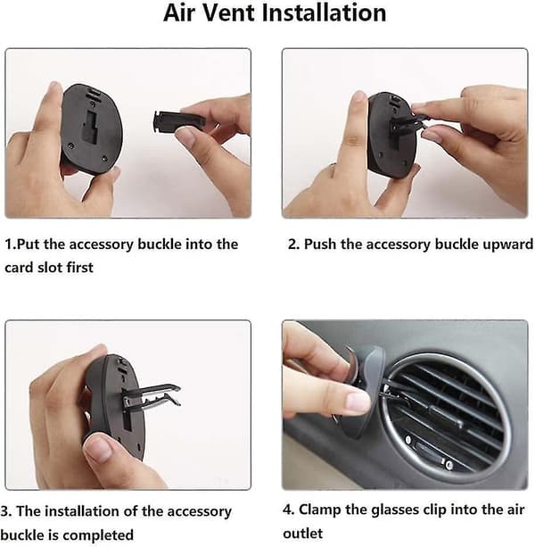 Bilsolbril Klips, Solbril Holder Klips Til Visir Og Ventilationsåbninger, Pladsbesparende Glas Klips, 2 Pak Sort