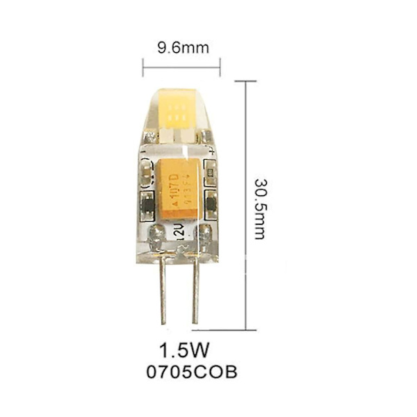 10 stk 1,5W LED COB Bi-pin Lyspære 300lm G4 Varmt Hvit