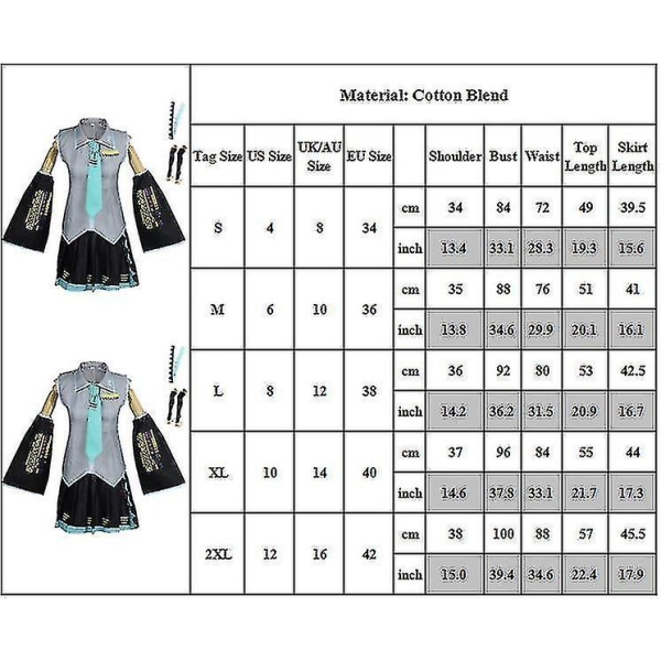 Hatsune Kostymset Kvinna Rollspel Dräkt Uniform L