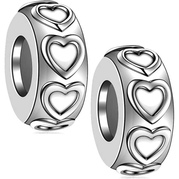 2pcs 925 Silver Rubber Spacer Beads Stopper Bead Charm For Women