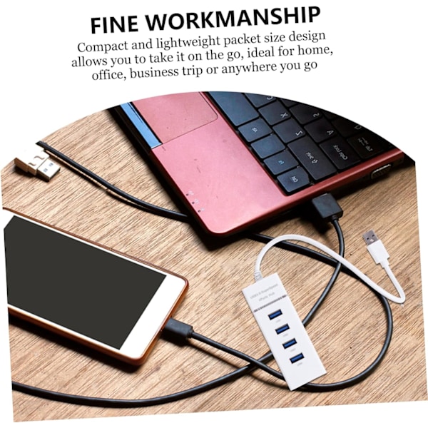 USB 3.0 Hub 4 Extra Portar Splitter Adapter Multifunktionell Kabel Vit Snabb Dataöverföring