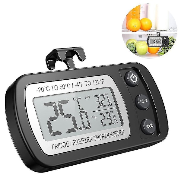 Digital Frys- och Kyltermometer med Hängkrok LCD-Skärm Svart