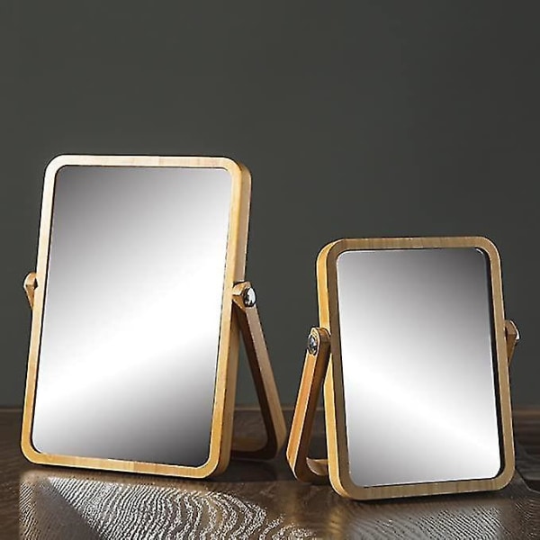 Træforfængelighedsspejl bærbart bordspejl folde HD Beauty
