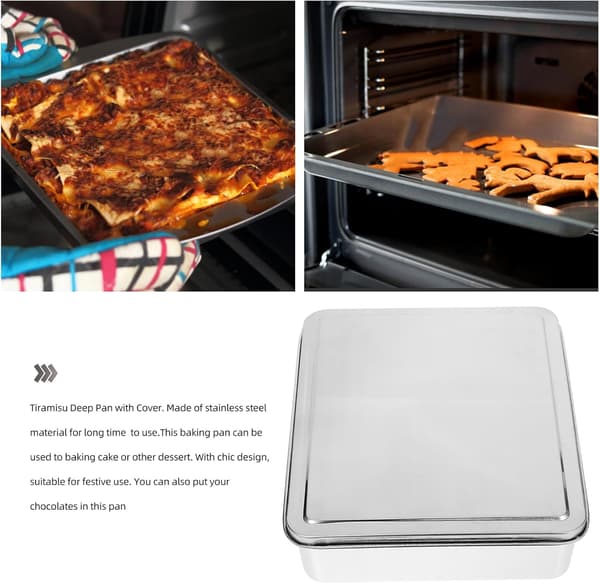 Tiramisu kakeform i rustfritt stål med lokk 28x22x6cm Rektangulær Gjenbrukbar Stekebrett