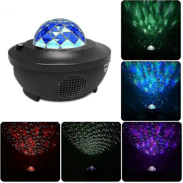 Farverig Stjernehimmel Galaxy Projektorlampe USB Charging Black A