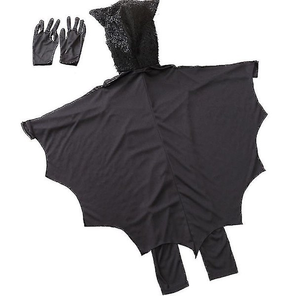Batman Jumpsuit med Handskar Outfit Barn Pojkar Flickor Fancy Up Nyhet Kostym 4-5 Years